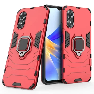 HTDMOBILES Coque pour Oppo A17 - housse etui rigide anti choc + film ecran - ROUGE -
