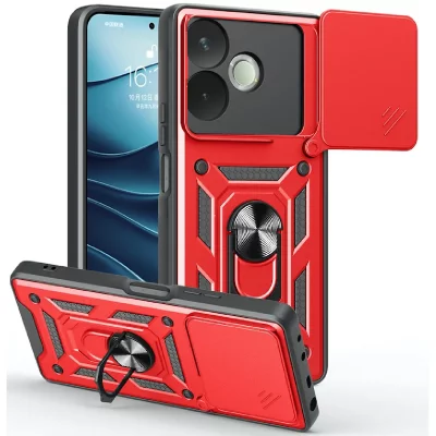 HTDMOBILES Coque Pour Oppo A5 Pro 4g / 5g - Housse Etui Rigide Anti Choc + Verre Trempe - Rouge