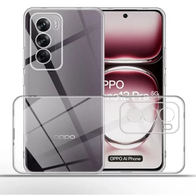 HTDMOBILES Coque pour Oppo Reno 12 Pro 5G - housse etui silicone gel fine + verre trempe - TRANSPARENT TPU