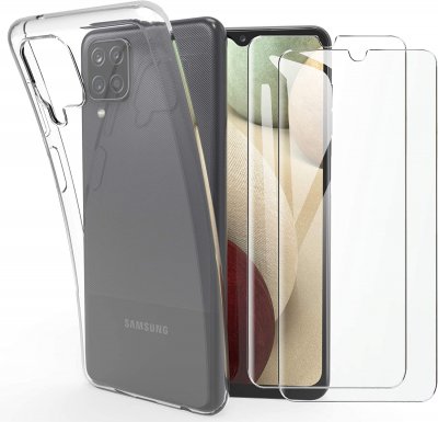 PHONILLICO Coque pour Samsung A12 et 2 Verres Tremp&eacute; - Protection Silicone Souple Film Vitre Protection Ecran