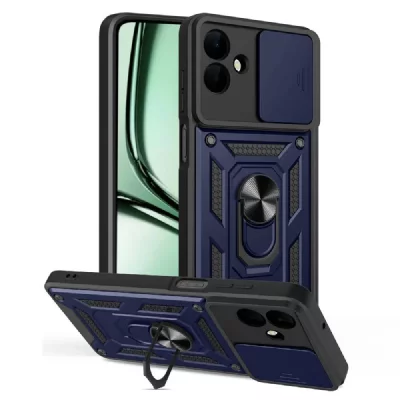 HTDMOBILES Coque pour Samsung Galaxy A07 - housse etui rigide anti choc + film ecran - BLEU FONCE -
