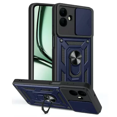 HTDMOBILES Coque Pour Samsung Galaxy A07 - Housse Etui Rigide Anti Choc + Verre Trempe - Bleu Fonce