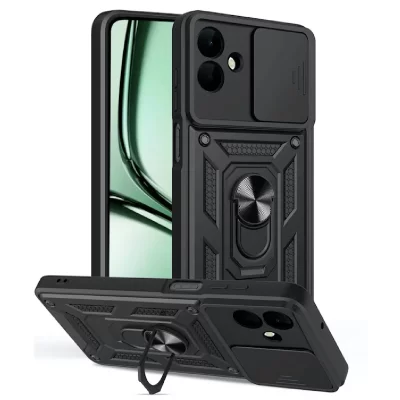 HTDMOBILES Coque pour Samsung Galaxy A07 - housse etui rigide anti choc + verre trempe - NOIR -