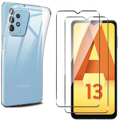 PHONILLICO Coque pour Samsung Galaxy A13 4G et 2 Verres Tremp&eacute; Film Protection Ecran