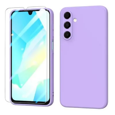 HTDMOBILES Coque pour Samsung Galaxy A17 5G - housse etui silicone gel fine + film ecran - MAUVE