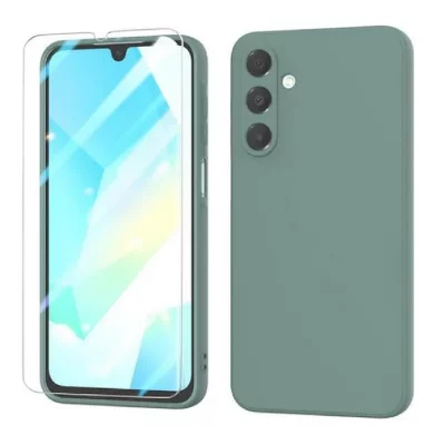 HTDMOBILES Coque pour Samsung Galaxy A17 5G - housse etui silicone gel fine + film ecran - VERT