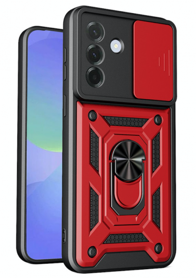 HTDMOBILES Coque pour Samsung Galaxy A37 5G - housse etui rigide anti choc + verre trempe - ROUGE -
