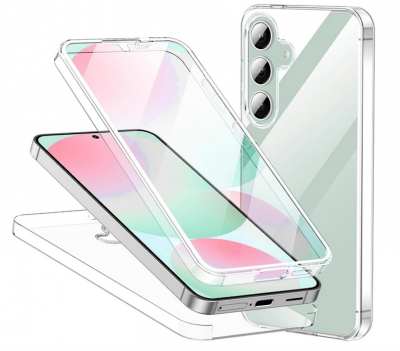 HTDMOBILES Coque pour Samsung Galaxy A37 5G - housse etui silicone gel 360 integrale + film ecran - TRANSPARENT