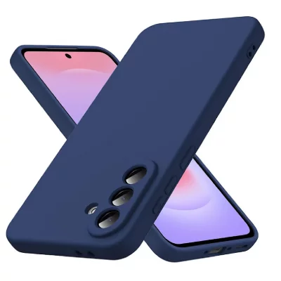 HTDMOBILES Coque pour Samsung Galaxy A37 5G - housse etui silicone gel fine + film ecran - BLEU FONCE
