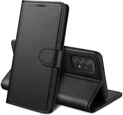 PHONILLICO Coque pour Samsung Galaxy A53 5G - Portefeuille Noir Rabat Clapet Aimant&eacute; Rangement Cartes