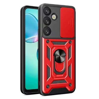 HTDMOBILES Coque Pour Samsung Galaxy A57 5g - Housse Etui Rigide Anti Choc + Film Ecran - Rouge