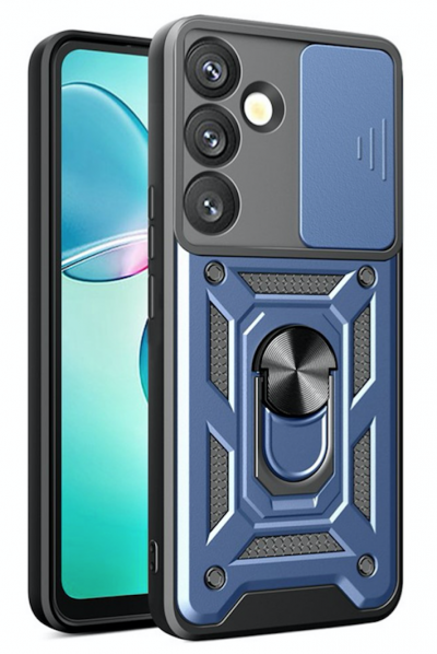 HTDMOBILES Coque pour Samsung Galaxy A57 5G - housse etui rigide anti choc + verre trempe - BLEU FONCE -