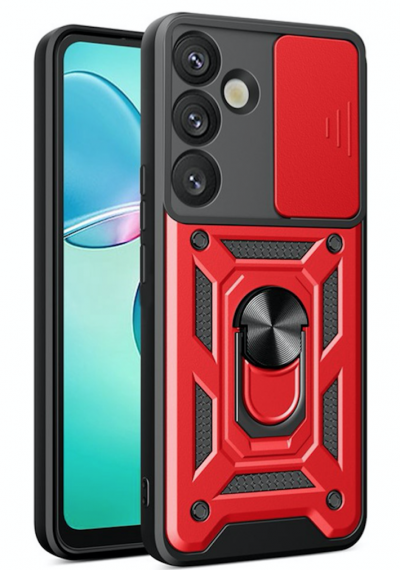 HTDMOBILES Coque pour Samsung Galaxy A57 5G - housse etui rigide anti choc + verre trempe - ROUGE -
