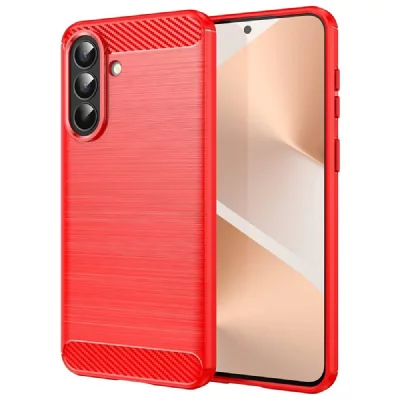 HTDMOBILES Coque Pour Samsung Galaxy A57 5g - Housse Etui Silicone Gel Carbone + Film Ecran - Rouge