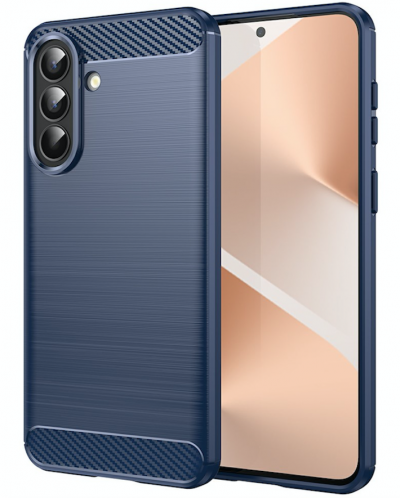 HTDMOBILES Coque pour Samsung Galaxy A57 5G - housse etui silicone gel carbone + verre trempe - BLEU FONCE