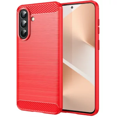HTDMOBILES Coque pour Samsung Galaxy A57 5G - housse etui silicone gel carbone + verre trempe - ROUGE