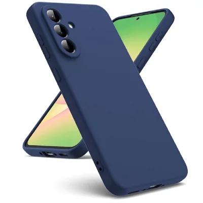 HTDMOBILES Coque pour Samsung Galaxy A57 5G - housse etui silicone gel fine + film ecran - BLEU FONCE