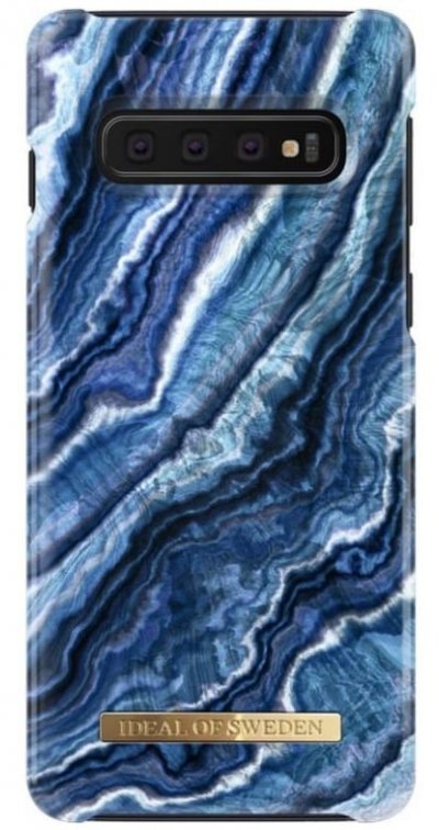 IDEAL OF SWEDEN Coque pour Samsung Galaxy S10 Tendance Magn&eacute;tique Indigo Swirl Bleu
