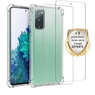 EVETANE Coque pour Samsung Galaxy S20 FE Antichoc Silicone + 2 Vitres en verre tremp&eacute; []