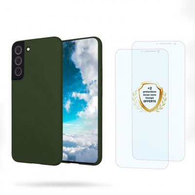 EVETANE Coque pour Samsung Galaxy S22 5g antichoc Vert + 2 vitres - 