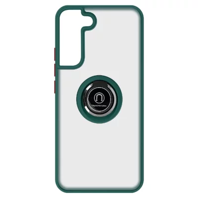 AVIZAR Coque pour Samsung Galaxy S22 Bi-mati&egrave;re Bague M&eacute;tallique Support Vid&eacute;o vert 