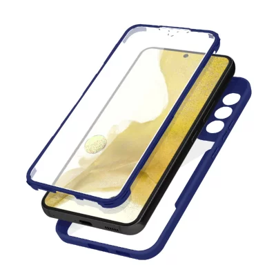 AVIZAR Coque Pour Samsung Galaxy S22 Dos Plexiglas Et Avant Polym&egrave;re Bleu