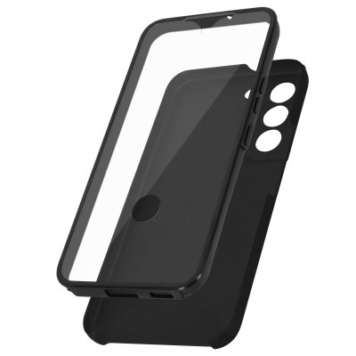 AVIZAR Coque pour Samsung Galaxy S22 Int&eacute;grale Arri&egrave;re Rigide Transparent et Avant Souple noir 