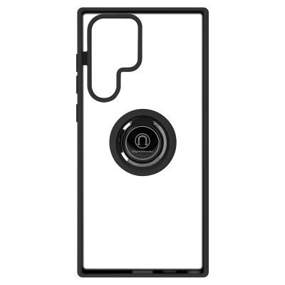 AVIZAR Coque pour Samsung Galaxy S22 Ultra Bi-mati&egrave;re Bague M&eacute;tallique Support Vid&eacute;o noir 
