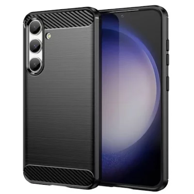 HTDMOBILES Coque Pour Samsung Galaxy S25 5g - Housse Etui Silicone Gel Carbone + Verre Trempe - Noir