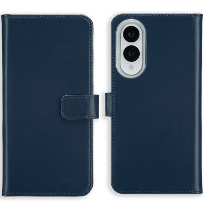 SELENCIA Coque pour Samsung Galaxy S25 Edge Cuir v&eacute;ritable Bleu fonc&eacute;