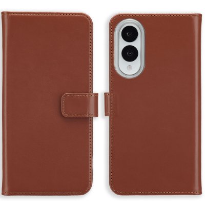 SELENCIA Coque pour Samsung Galaxy S25 Edge Cuir v&eacute;ritable Marron clair