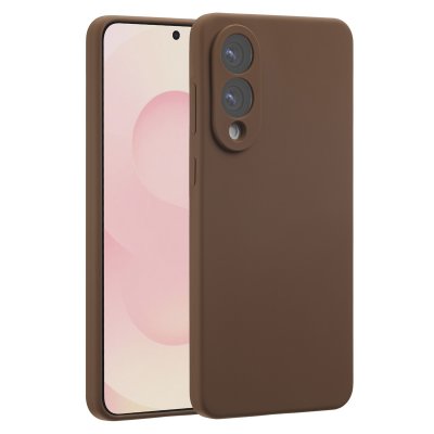 ACCEZZ Coque pour Samsung Galaxy S25 Edge en silicone New Tea Brown