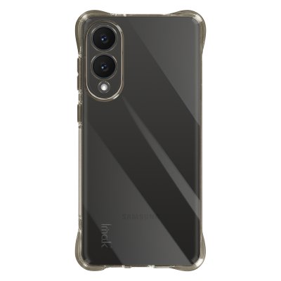IMAK Coque pour Samsung Galaxy S25 Edge Silicone Antichoc Coins Bumper Noir Transparent