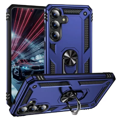 HTDMOBILES Coque pour Samsung Galaxy S25 FE 5G - housse etui rigide anti choc + film ecran - BLEU FONCE -