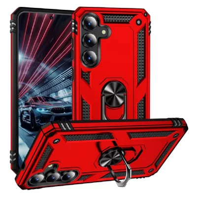 HTDMOBILES Coque pour Samsung Galaxy S25 FE 5G - housse etui rigide anti choc + film ecran - ROUGE -