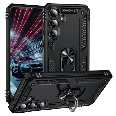 HTDMOBILES Coque Pour Samsung Galaxy S25 Fe 5g - Housse Etui Rigide Anti Choc + Verre Trempe - Noir