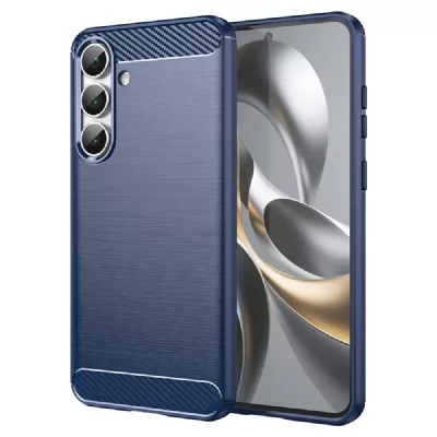 HTDMOBILES Coque pour Samsung Galaxy S25 FE 5G - housse etui silicone gel carbone + film ecran - BLEU FONCE -