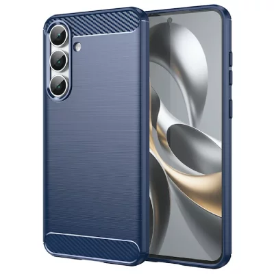 HTDMOBILES Coque Pour Samsung Galaxy S25 Fe 5g - Housse Etui Silicone Gel Carbone + Verre Trempe - Bleu Fonce