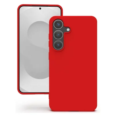 HTDMOBILES Coque pour Samsung Galaxy S25 Plus 5G - housse etui silicone gel fine + film ecran - ROUGE