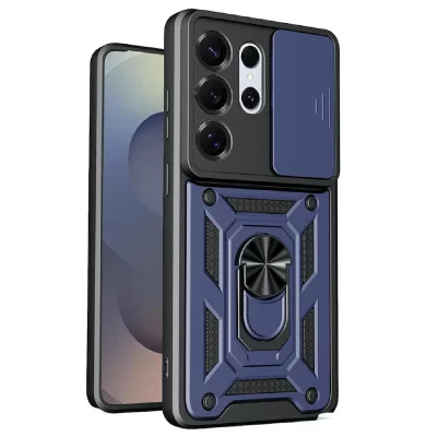 HTDMOBILES Coque pour Samsung Galaxy S26 Ultra 5G - housse etui rigide anti choc + verre trempe - BLEU FONCE -