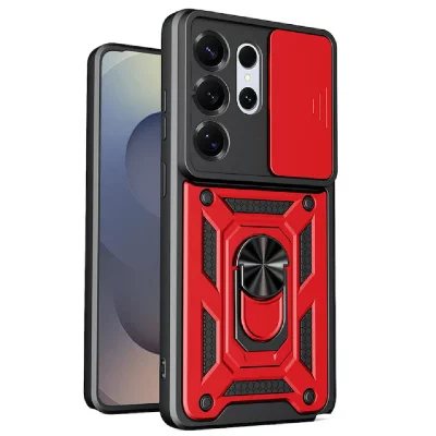 HTDMOBILES Coque pour Samsung Galaxy S26 Ultra 5G - housse etui rigide anti choc + verre trempe - ROUGE -