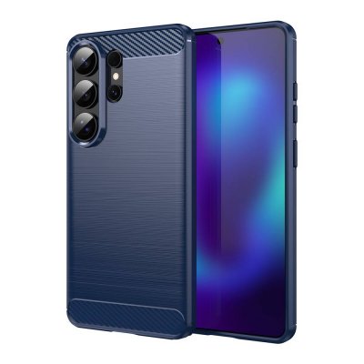 HTDMOBILES Coque Pour Samsung Galaxy S26 Ultra 5g - Housse Etui Silicone Gel Carbone + Film Ecran - Bleu Fonce