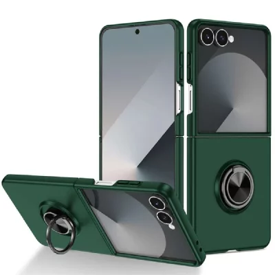 HTDMOBILES Coque Pour Samsung Galaxy Z Flip 7 - Housse Etui Rigide Bague Anti Choc Magnetique - Vert