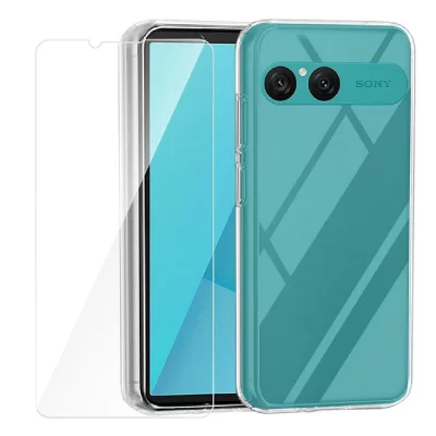 HTDMOBILES Coque Pour Sony Xperia 10 Vii - Housse Etui Silicone Gel Fine + Verre Trempe - Transparent Tpu