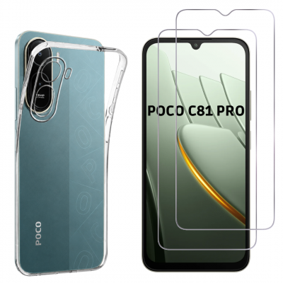 PHONILLICO Coque pour Xiaomi Poco C81 Pro et 2 Verres Tremp&eacute; Film Protection Ecran