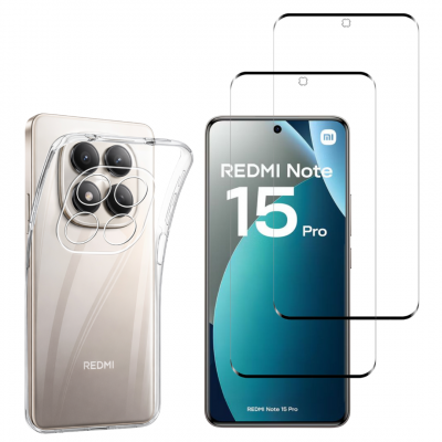PHONILLICO Coque pour Xiaomi Redmi Note 15 PRO 4G et 2 Verres Tremp&eacute; Film Protection Ecran