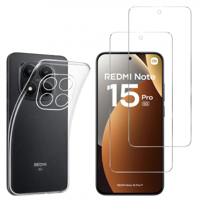 PHONILLICO Coque pour Xiaomi Redmi Note 15 PRO 5G et 2 Verres Tremp&eacute; Film Protection Ecran