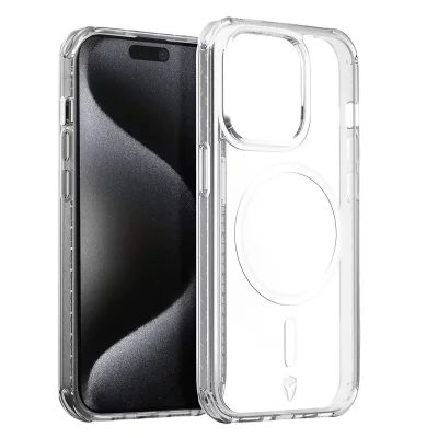 FORCE CASE Coque Renforc&eacute;e AIR Compatible MagSafe pour iPhone 15 Pro Max Transparent