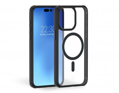 FORCE Coque Renforc&eacute;e AIR FROST MagSafe pour iPhone 15 Pro Max Noir
