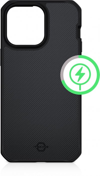 ITSKINS Coque Renforc&eacute;e Apple iPhone 14 Pro Max Compatible MagSafe Ballistic Nylon Noire 